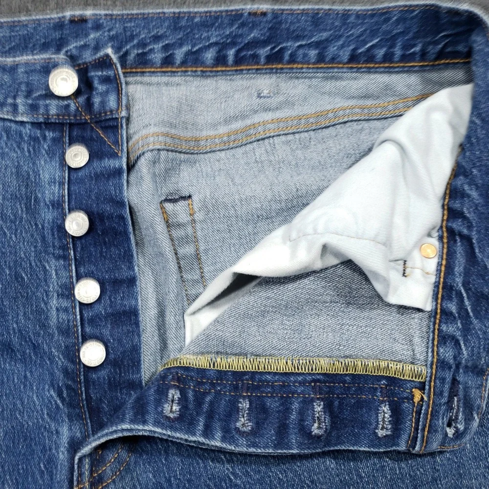 Levi Premium Big E Jeans Mens 38x34 Blue Medium Wash Denim Button Fly‎